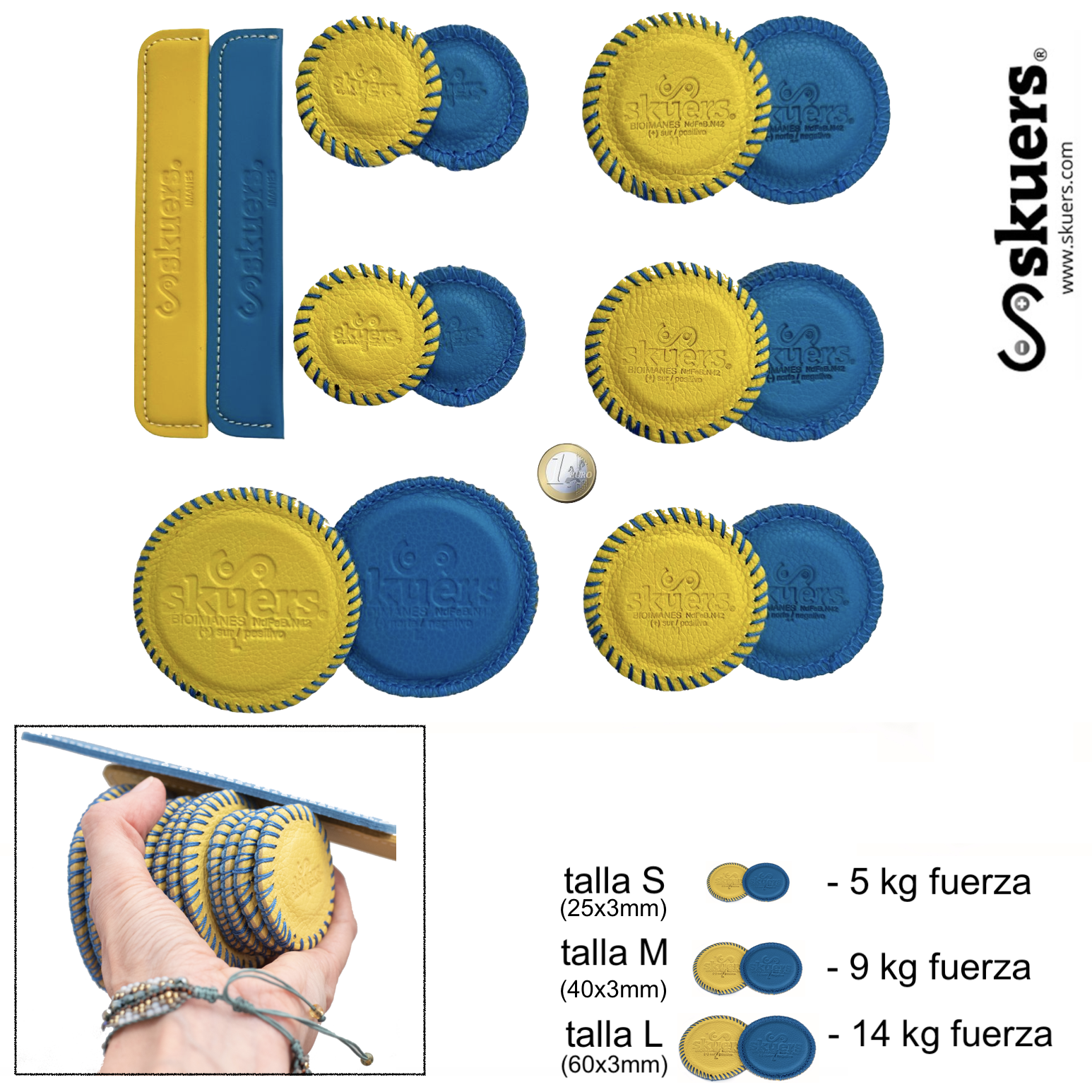 Kit Neodimio N42 Skuers® VR6 slim amarillo/azul Calibre 3mm
